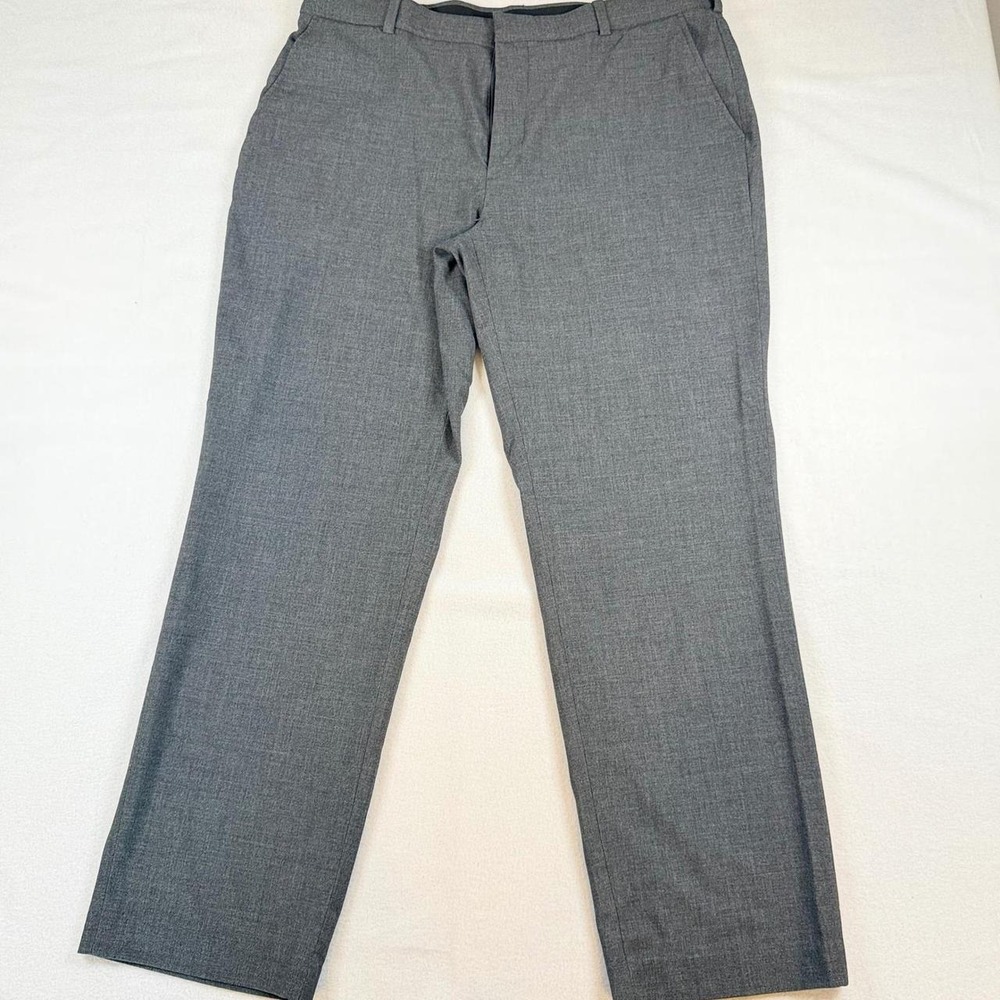 George Mens Dress Pants Gray Flat Front Straight Leg Trousers 38x32